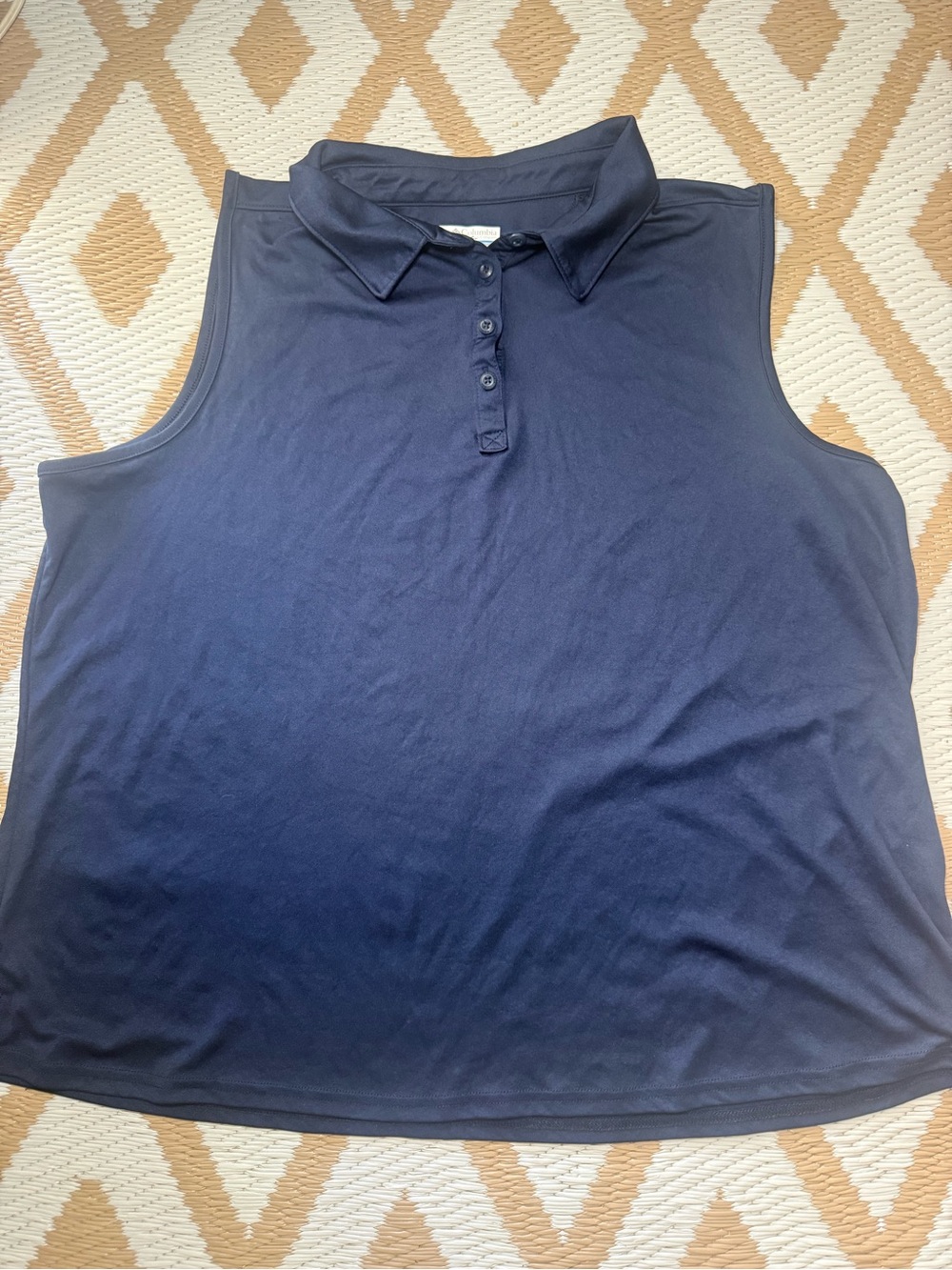 Columbia Navy Polo Tank with Button Placket